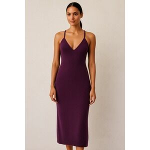 KHAITE Cashmere Knit Dress Purple Georgia Midi Maxi Slip Halter 2-Way M